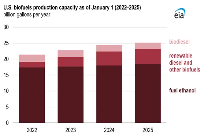 US biofuels production capacity growth slowed in 2024: EIA