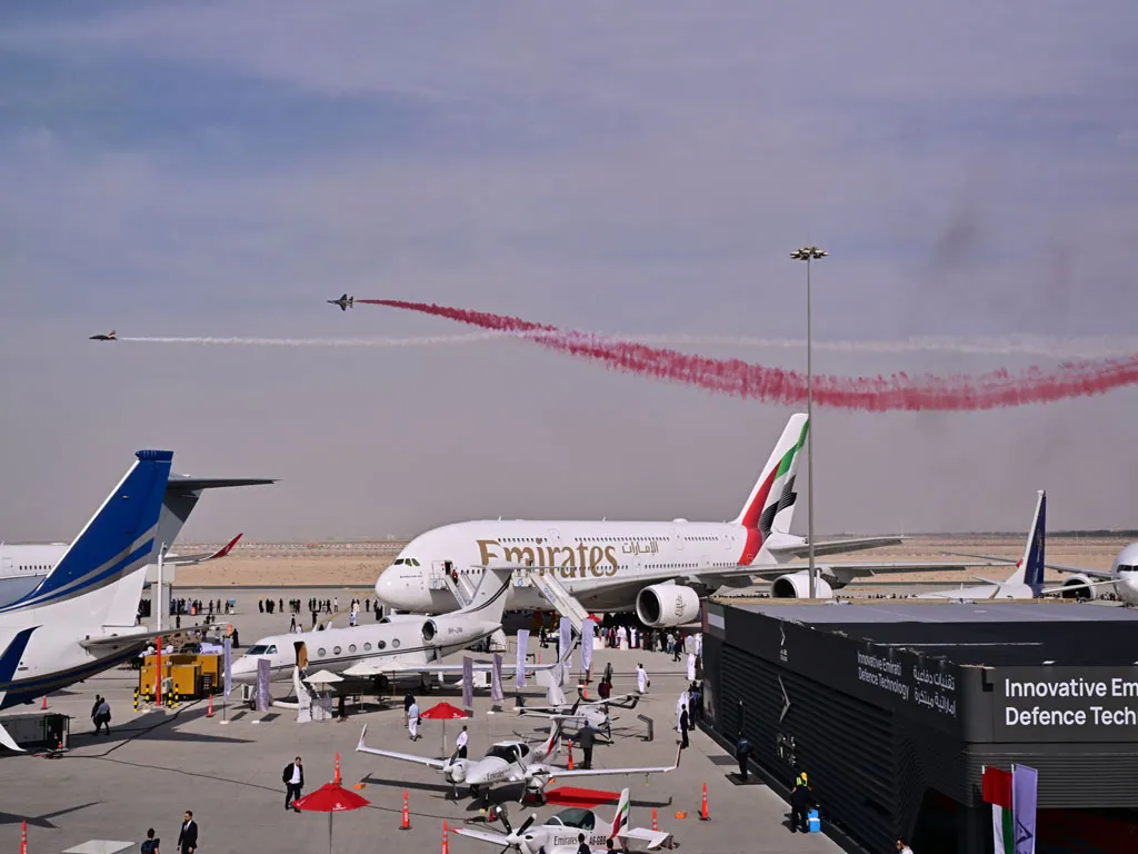 Emirates A350 makes its flypast debut at Dubai Airshow