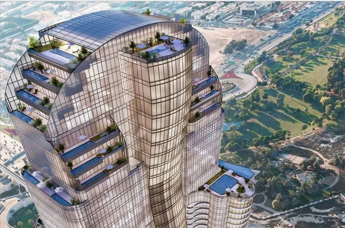 Al Habtoor completes glass façade panel intsallation at premium tower